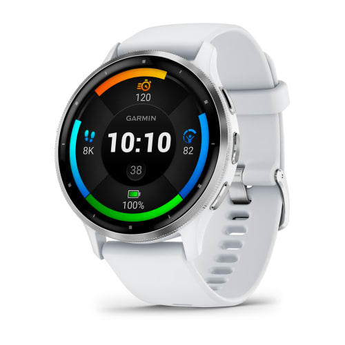 картинка Garmin Venu 3, 45 мм, корпус и ремешок белого цвета, безель серебристый от маркетплейса TEMA.shop