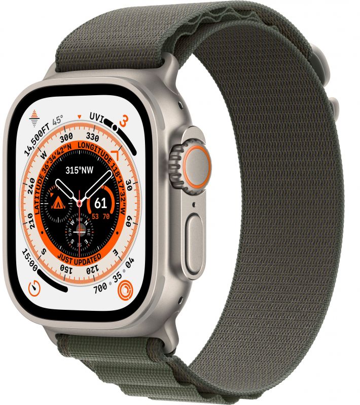 картинка Apple Watch Ultra GPS + Cellular, 49 мм, корпус из титана, ремешок зеленого цвета, размер L от маркетплейса TEMA.shop