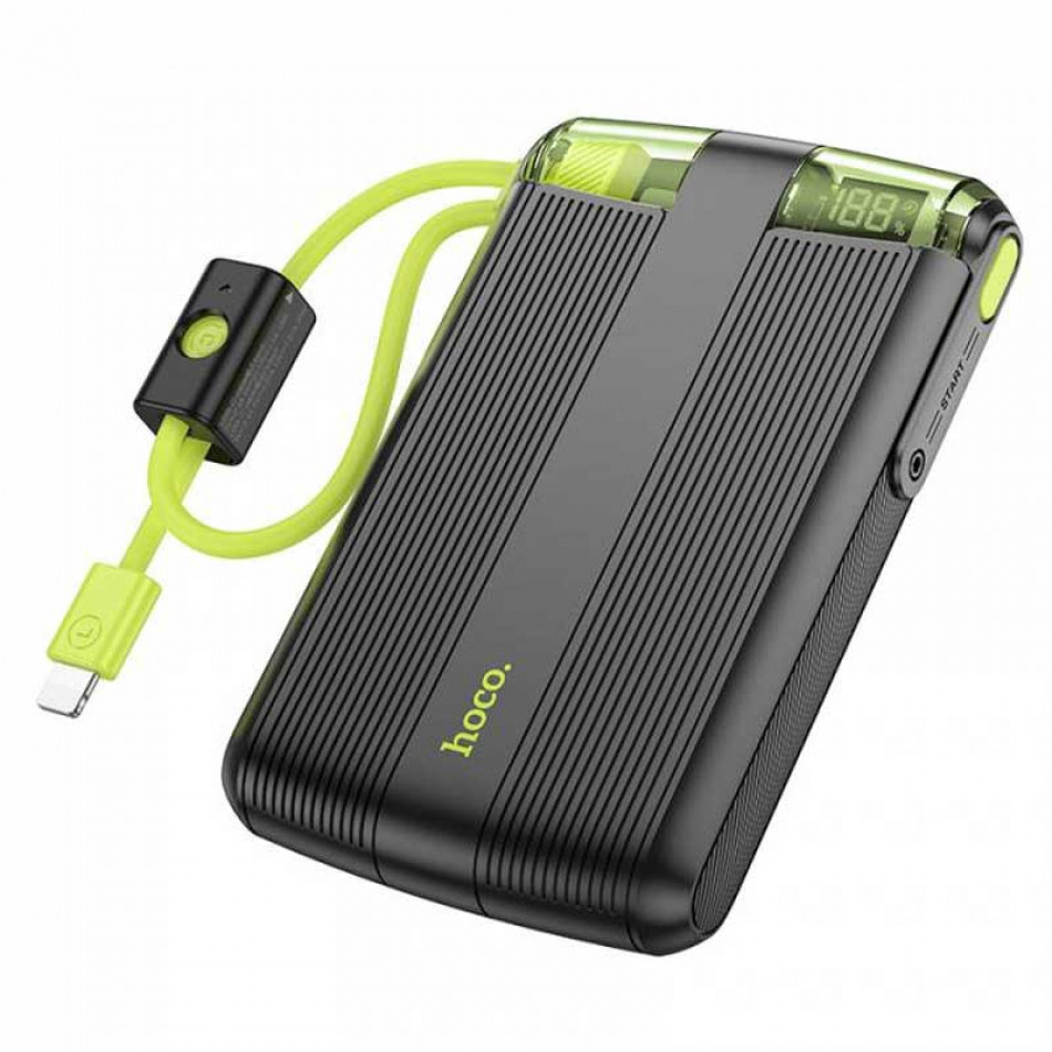 картинка Hoco J127 Mecha 10000mAh Power Bank, QC3.0, PD20W, LED, build-in C&L cables, черный от маркетплейса TEMA.shop