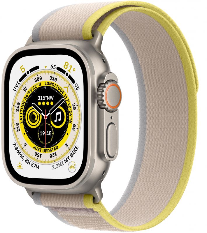 картинка Apple Watch Ultra GPS + Cellular, 49 мм, корпус из титана, ремешок бежево-желтого цвета, размер S/M от маркетплейса TEMA.shop