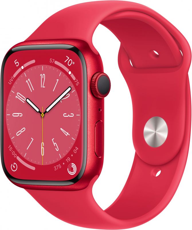 картинка Apple Watch Series 8, 45 мм, цвет корпуса красный, ремешок красного цвета, размер M/L от маркетплейса TEMA.shop