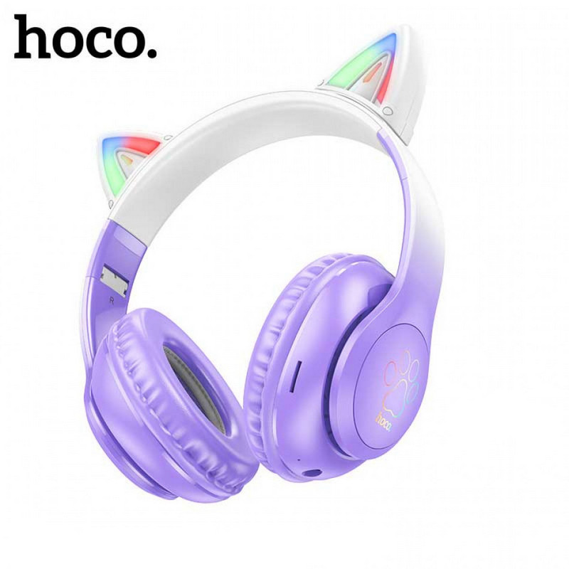 картинка Hoco W42 Cat Ears BT Headphones, 10hours, BT 5.3, TF, фиолетовый от маркетплейса TEMA.shop