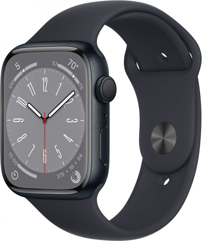 картинка Apple Watch Series 8, 45 мм, цвет корпуса темная ночь, ремешок цвета темная ночь, размер M/L от маркетплейса TEMA.shop