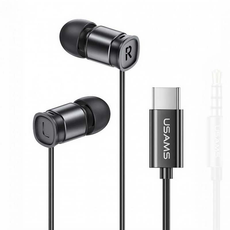 картинка Usams EP-46 Mini Type-C In-ear Earphone, стерео-наушники с разъемом Type-C (US-SJ576), черный от маркетплейса TEMA.shop