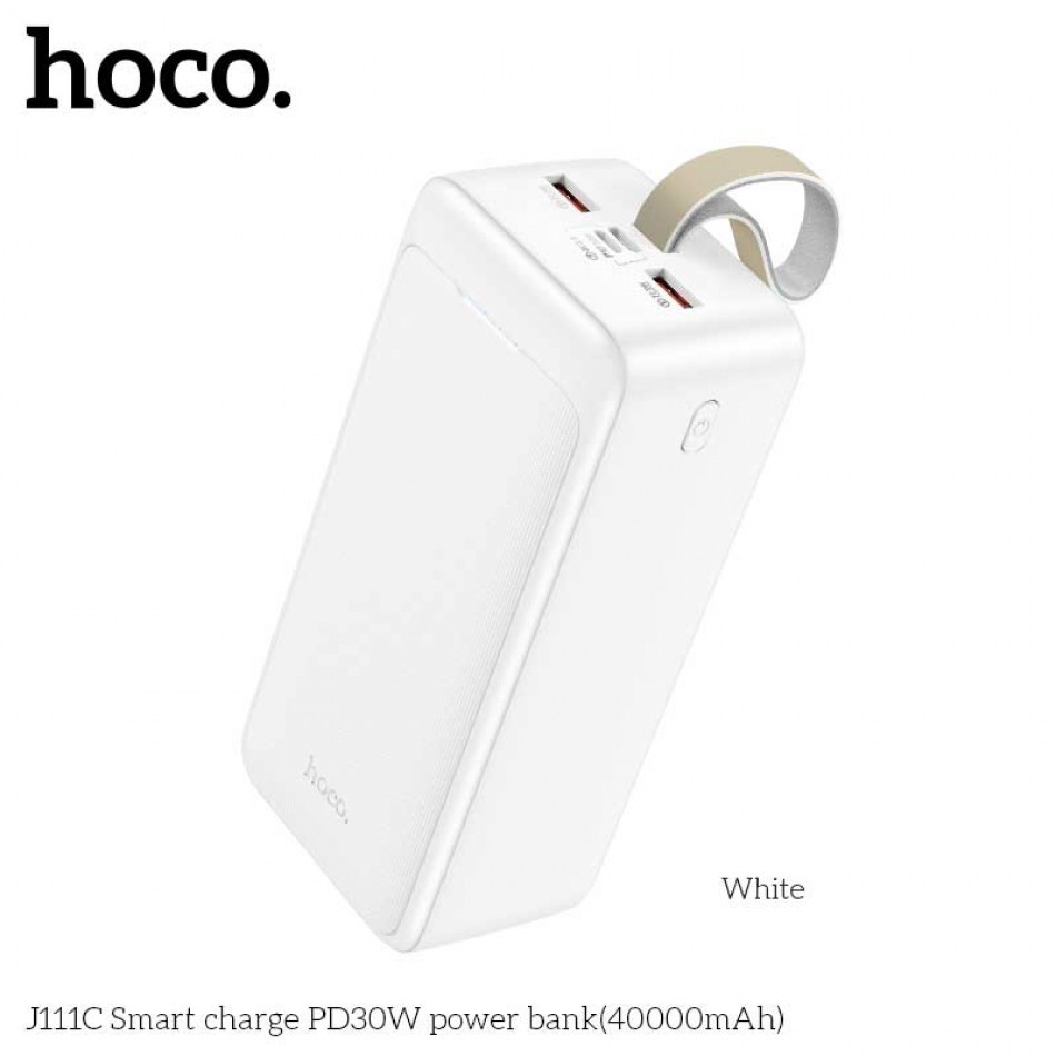 картинка Hoco J111C 40000mAh Smart Charge PD30W+QC3.0+HW22.5W Power Bank, белый от маркетплейса TEMA.shop