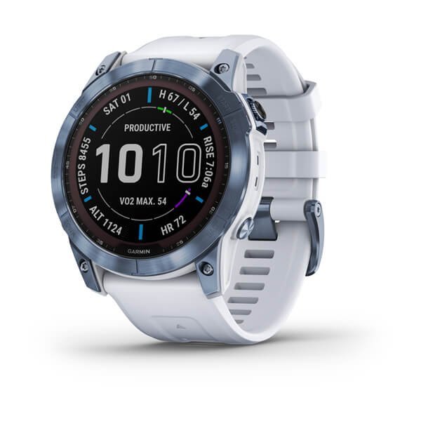 картинка Garmin Fenix 7X Sapphire Solar, 51 мм, цвет корпуса синий, ремешок белого цвета от маркетплейса TEMA.shop