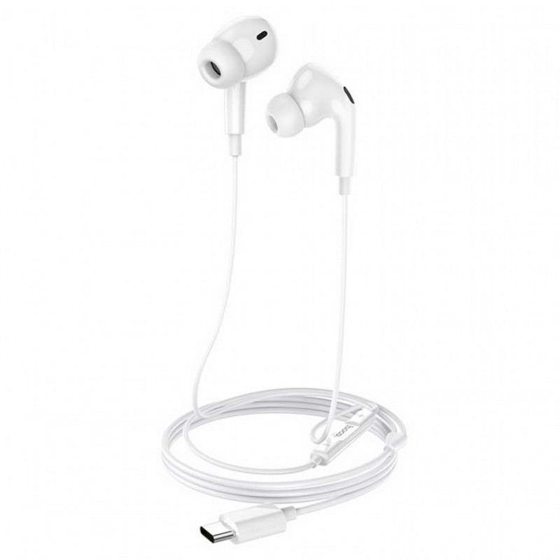 картинка Hoco M101 Pro Crystal Sound Type-C wire-controlled digital Earphones, 1.2m, белый от маркетплейса TEMA.shop
