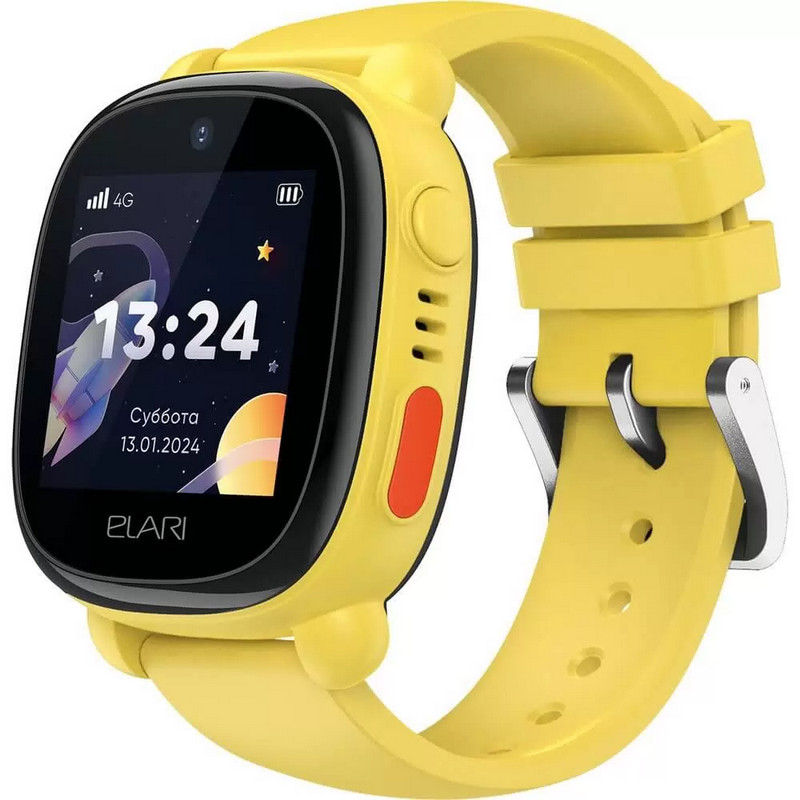 картинка Детские умные часы ELARI KidPhone 4G Lite, 42 мм, цвет корпуса желтый от маркетплейса TEMA.shop