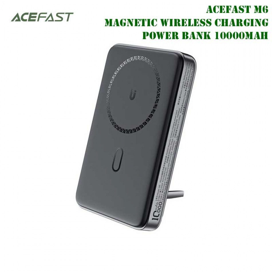 картинка AceFast M6 PWRup I Magnetic Wireless Charging Power Bank 10000mAh, Qi 15W, PD 20W, черный от маркетплейса TEMA.shop