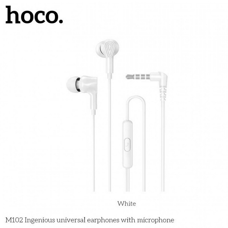 картинка Hoco M102 Ingenious Universal Earphones with mic, белый от маркетплейса TEMA.shop