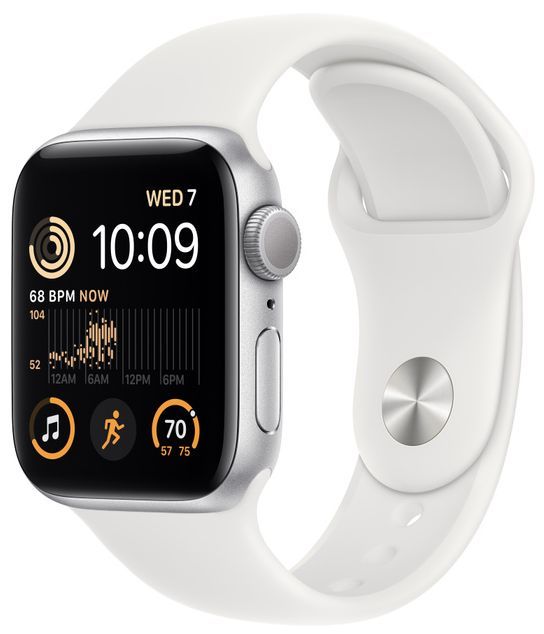 картинка Apple Watch SE 2022, 40 мм, корпус серебристого цвета, ремешок белого цвета, размер M/L от маркетплейса TEMA.shop