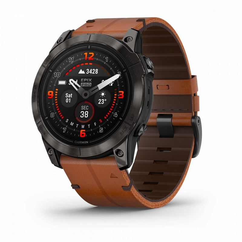 картинка Garmin Epix Pro (Gen 2), Sapphire, 51 мм, цвет корпуса угольно-серый, ремешок коричневый кожаный от маркетплейса TEMA.shop