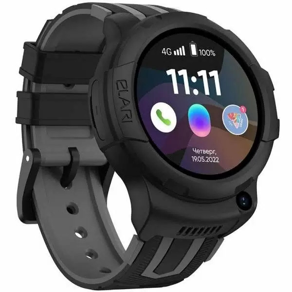 картинка Детские умные часы ELARI KidPhone 4G Wink, цвет корпуса черный от маркетплейса TEMA.shop