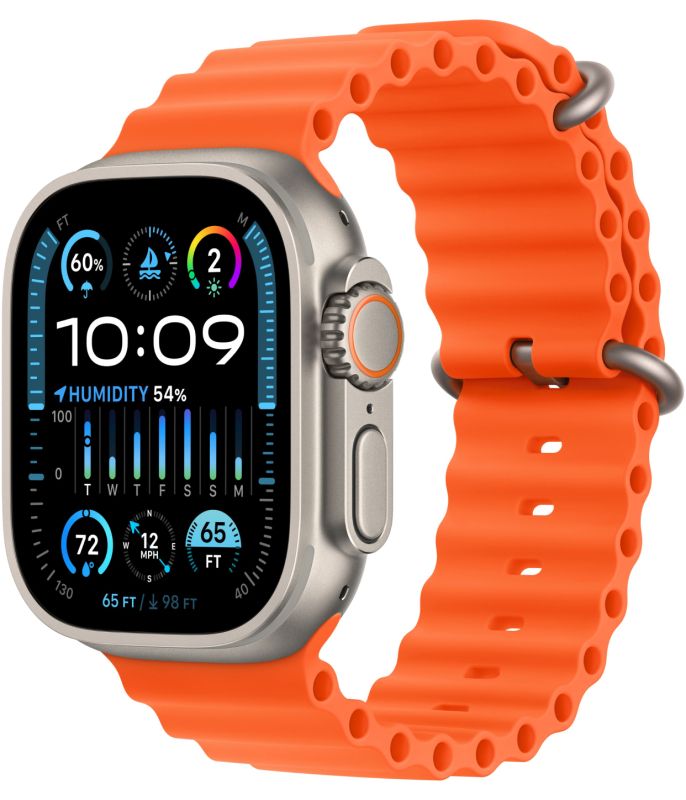 картинка Apple Watch Ultra 2 GPS + Cellular, 49 мм, корпус из титана, ремешок оранжевого цвета от маркетплейса TEMA.shop