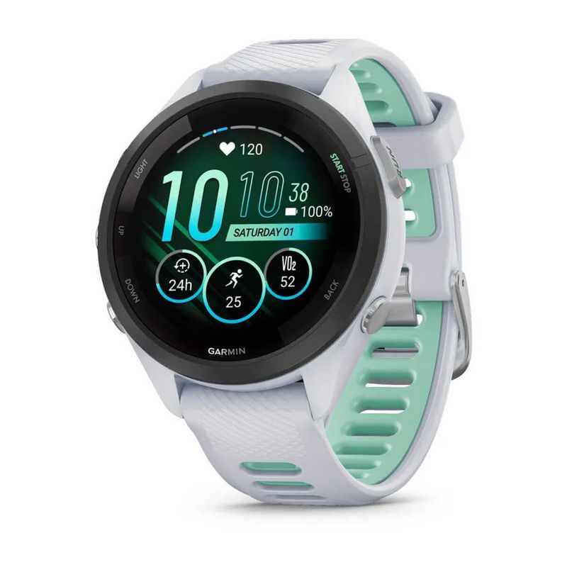 картинка Garmin Forerunner 265S, 41 мм, цвет корпуса белый с ремешком бело-салатового цвета от маркетплейса TEMA.shop