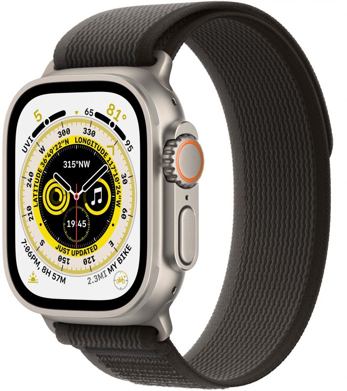картинка Apple Watch Ultra GPS + Cellular, 49 мм, корпус из титана, ремешок серо-черного цвета, размер M/L от маркетплейса TEMA.shop