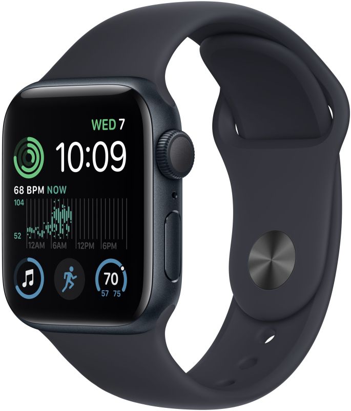 картинка Apple Watch SE 2022, 40 мм, цвет корпуса темная ночь, ремешок цвета темная ночь, размер S/M от маркетплейса TEMA.shop