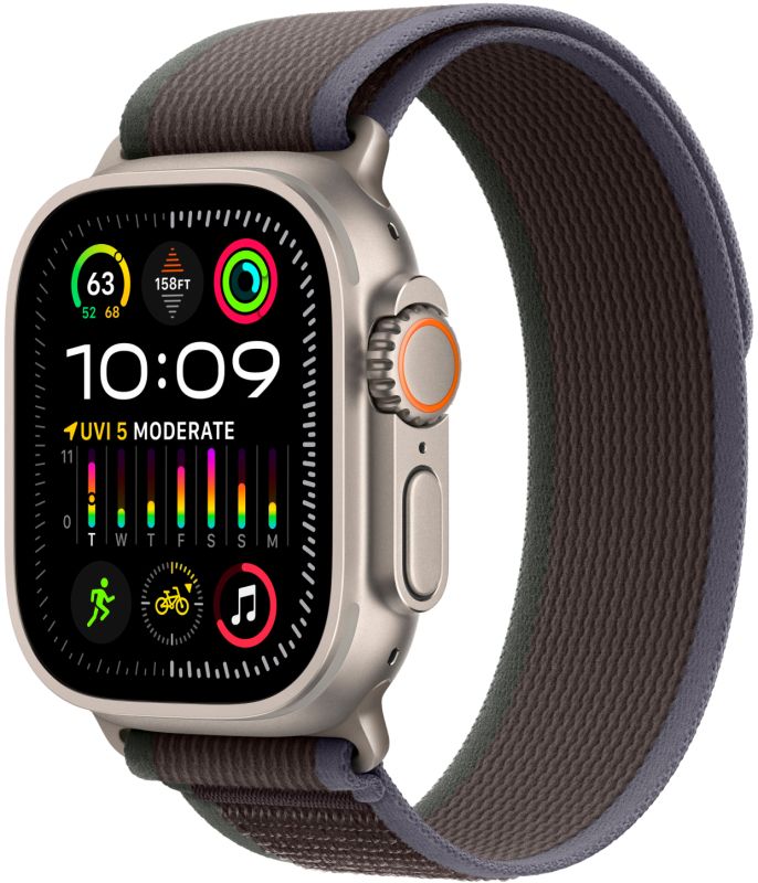 картинка Apple Watch Ultra 2 GPS + Cellular, 49 мм, корпус из титана, ремешок черно-синего цвета, размер M/L от маркетплейса TEMA.shop