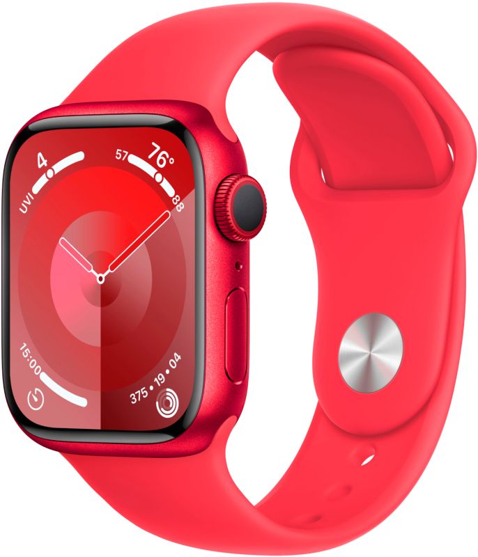 картинка Apple Watch Series 9, 45 мм, цвет корпуса красный, ремешок красного цвета, размер M/L от маркетплейса TEMA.shop