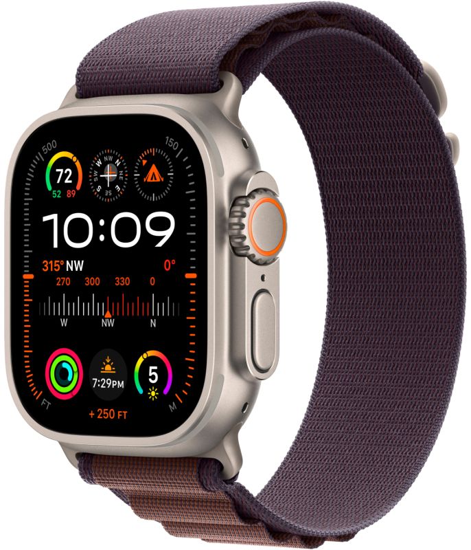 картинка Apple Watch Ultra 2 GPS + Cellular, 49 мм, корпус из титана, ремешок цвета индиго, размер L от маркетплейса TEMA.shop