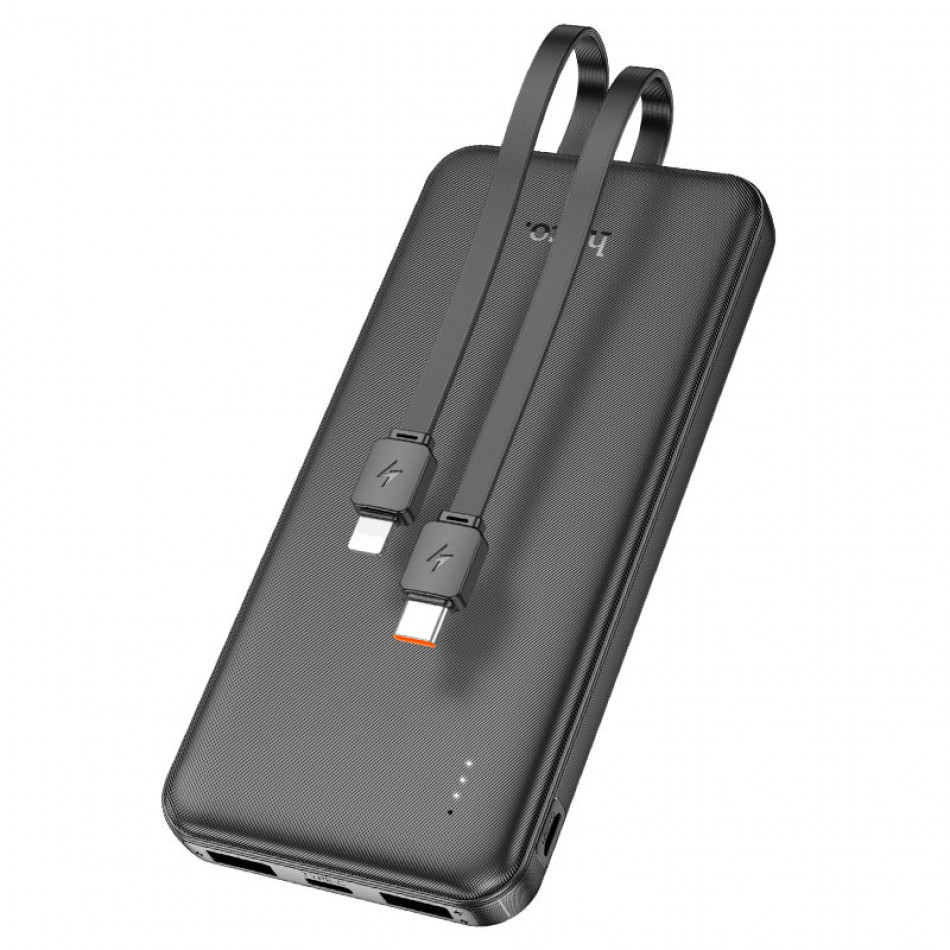 картинка HOCO J118 10000mAh Speed Energy Power Bank, build-in C&L cables, черный от маркетплейса TEMA.shop