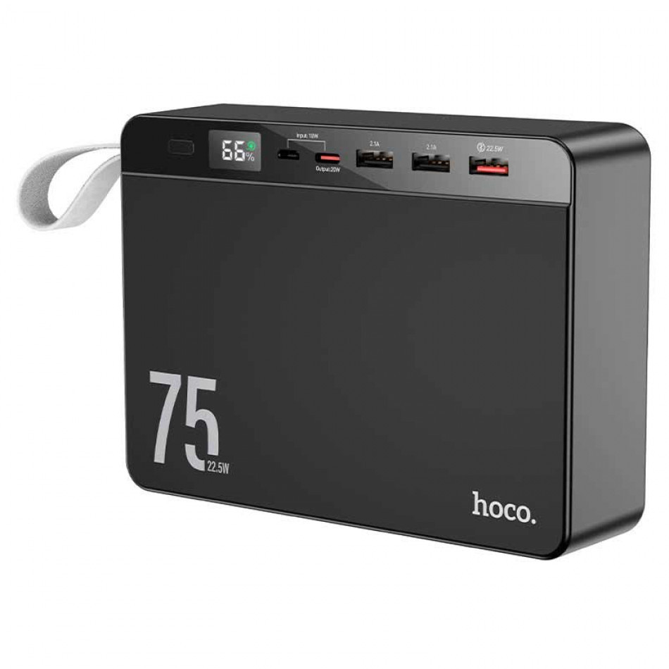 картинка Hoco J94 75000mAh Overlord Power Bank, 3xU+C, QC+PD20W, SCP 22.5W, LED, черный от маркетплейса TEMA.shop