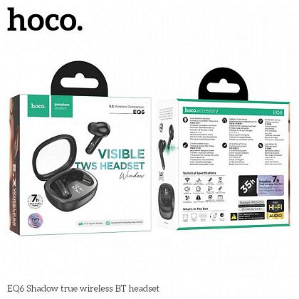 картинка Hoco EQ6 Shadow true Wireless BT5.3 Headset, 7h (35h), черный от маркетплейса TEMA.shop 2
