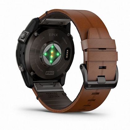 картинка Garmin Epix Pro (Gen 2), Sapphire, 51 мм, цвет корпуса угольно-серый, ремешок коричневый кожаный от маркетплейса TEMA.shop 6