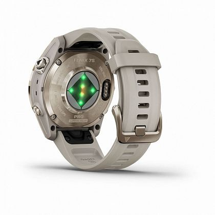 картинка Garmin Fenix 7S Pro Sapphire Solar, 42 мм, золотистый корпус, ремешок светло-песочного цвета от маркетплейса TEMA.shop 3
