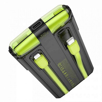 картинка Hoco J127A Mecha 10000mAh Power Bank, QC3.0, PD20W, LED, build-in C&L cables, черный от маркетплейса TEMA.shop 3