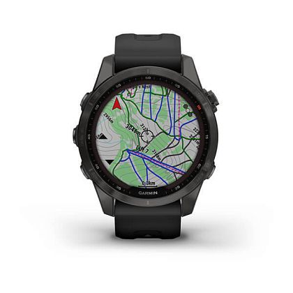 картинка Garmin Fenix 7S Sapphire Solar, 42 мм, цвет корпуса угольно-серый, ремешок черного цвета от маркетплейса TEMA.shop 2