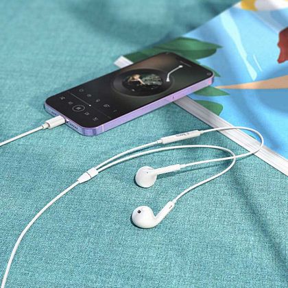 картинка Hoco M1 Max crystal earphones for iP with mic, с lightning разъемом, белый от маркетплейса TEMA.shop 8