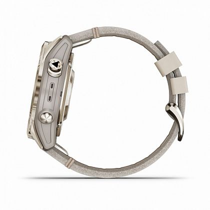 картинка Garmin Fenix 7S Pro Sapphire Solar, 42 мм, золотистый корпус, кожаный ремешок цвета известняка от маркетплейса TEMA.shop 4