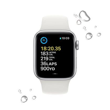 картинка Apple Watch SE 2022, 40 мм, корпус серебристого цвета, ремешок белого цвета, размер S/M от маркетплейса TEMA.shop 4