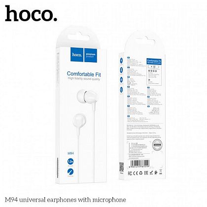 картинка Hoco M94 Earphones, белый от маркетплейса TEMA.shop 2