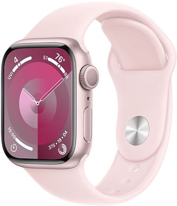 картинка Apple Watch Series 9, 41 мм, корпус розового цвета, ремешок нежно-розового цвета, размер S/M от маркетплейса TEMA.shop 1