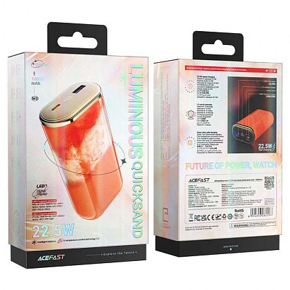 картинка AceFast M3 Sparkling series 22.5W Power Bank 10000 mAh, USB-C PD20W + USB 22.5W, LED display, оранжевый от маркетплейса TEMA.shop 8