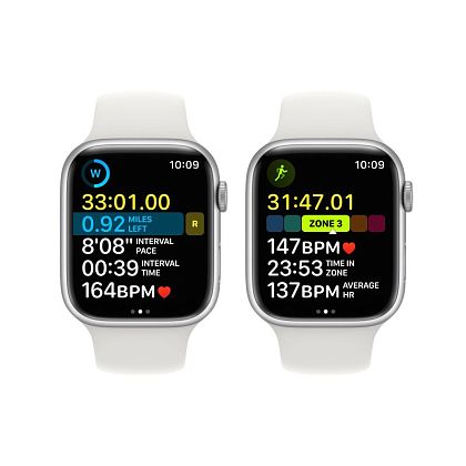 картинка Apple Watch Series 8, 45 мм, корпус серебристого цвета, ремешок белого цвета, размер M/L от маркетплейса TEMA.shop 3