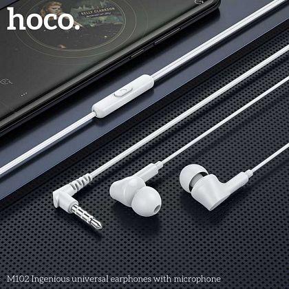 картинка Hoco M102 Ingenious Universal Earphones with mic, белый от маркетплейса TEMA.shop 3