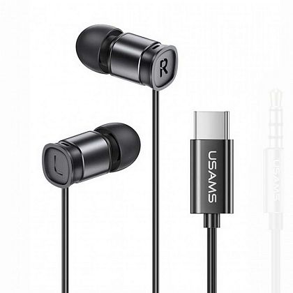 картинка Usams EP-46 Mini Type-C In-ear Earphone, стерео-наушники с разъемом Type-C (US-SJ576), черный от маркетплейса TEMA.shop 1