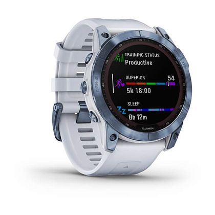 картинка Garmin Fenix 7X Sapphire Solar, 51 мм, цвет корпуса синий, ремешок белого цвета от маркетплейса TEMA.shop 4