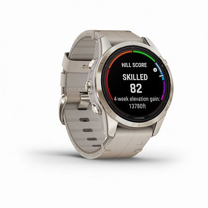 картинка Garmin Fenix 7S Pro Sapphire Solar, 42 мм, золотистый корпус, кожаный ремешок цвета известняка от маркетплейса TEMA.shop 3
