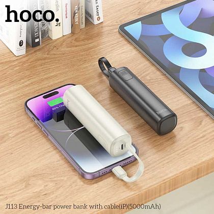 картинка Hoco J113 5000mAh Energy-bar Power Bank with cable iP, черный от маркетплейса TEMA.shop 2