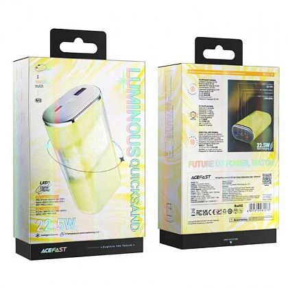 картинка AceFast M3 Sparkling series 22.5W Power Bank 10000 mAh, USB-C PD20W + USB 22.5W, LED display, желтый от маркетплейса TEMA.shop 7