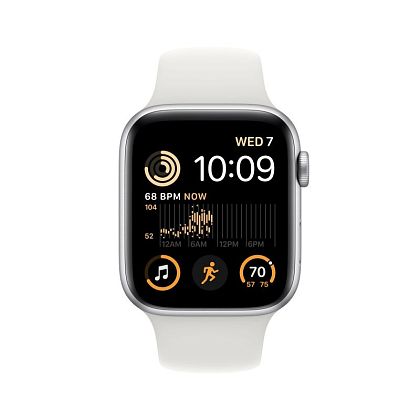 картинка Apple Watch SE 2022, 44 мм, корпус серебристого цвета, ремешок белого цвета, размер S/M от маркетплейса TEMA.shop 2