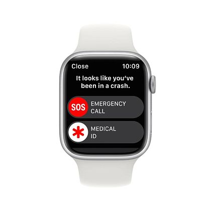 картинка Apple Watch Series 8, 45 мм, корпус серебристого цвета, ремешок белого цвета, размер S/M от маркетплейса TEMA.shop 6