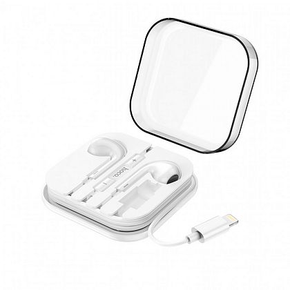 картинка Hoco M1 Max crystal earphones for iP with mic, с lightning разъемом, белый от маркетплейса TEMA.shop 7