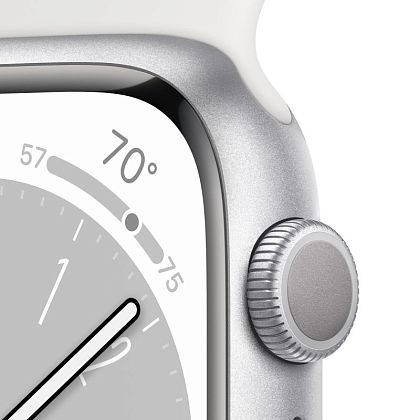 картинка Apple Watch Series 8, 41 мм, корпус серебристого цвета, ремешок белого цвета, размер S/M от маркетплейса TEMA.shop 6