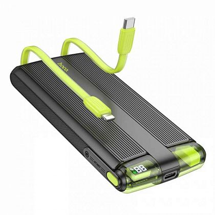 картинка Hoco J127A Mecha 10000mAh Power Bank, QC3.0, PD20W, LED, build-in C&L cables, черный от маркетплейса TEMA.shop 1