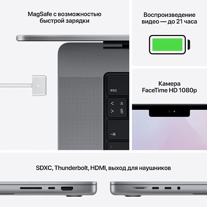 картинка Apple MacBook Pro 16" (M1 Pro, 2021) 16 ГБ RAM, 512 ГБ SSD, серый космос от маркетплейса TEMA.shop 8